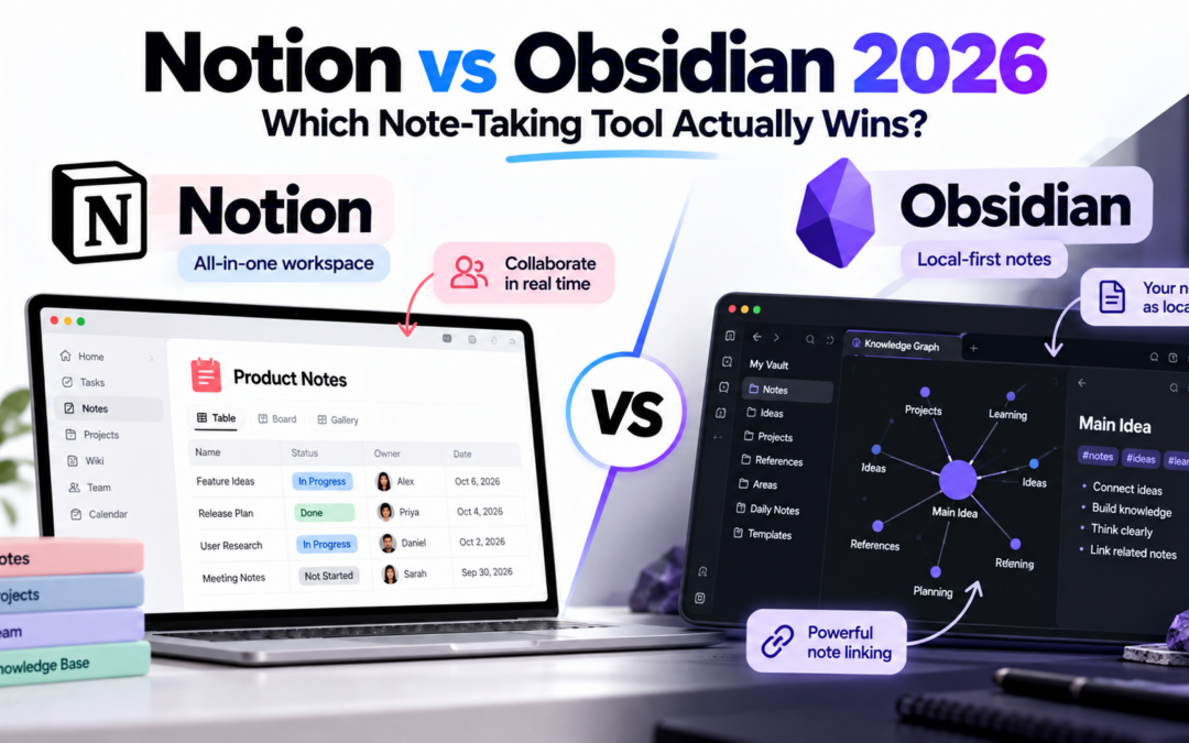 Notion vs Obsidian 2026: Which Note-Taking Tool Actually Wins?